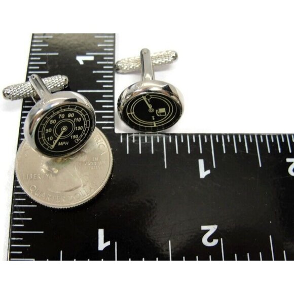 Cuff-Daddy Cufflinks Speedometer Fuel Gauge Silver Tone In Original Box - Picture 15 of 16